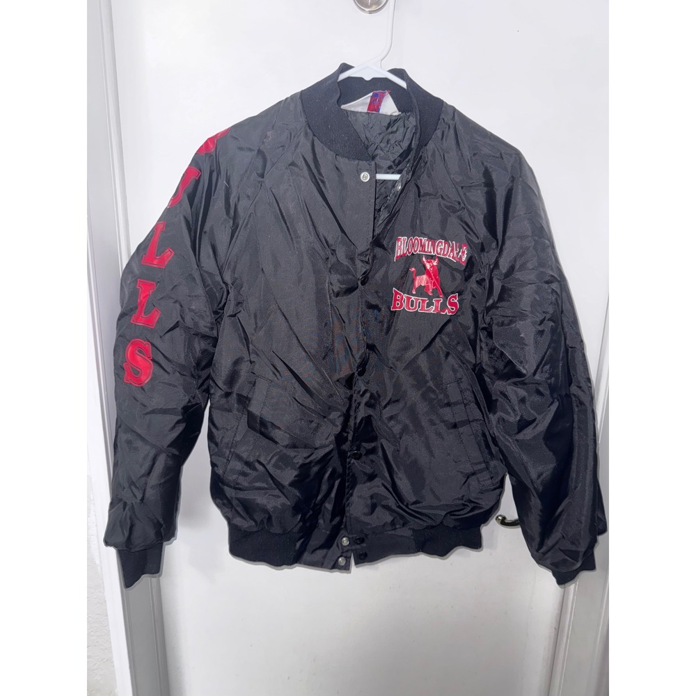 Vintage WestArk Air Force Junior ROTC Bloomingdale Bulls Satin Bomber Jacket M